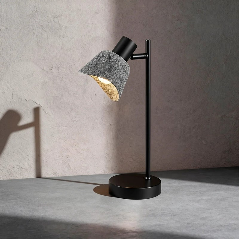 Lampka biurkowa nowoczesna czarna filcowy popielaty ruchomy klosz 1xE14 10W FARELIA Rabalux