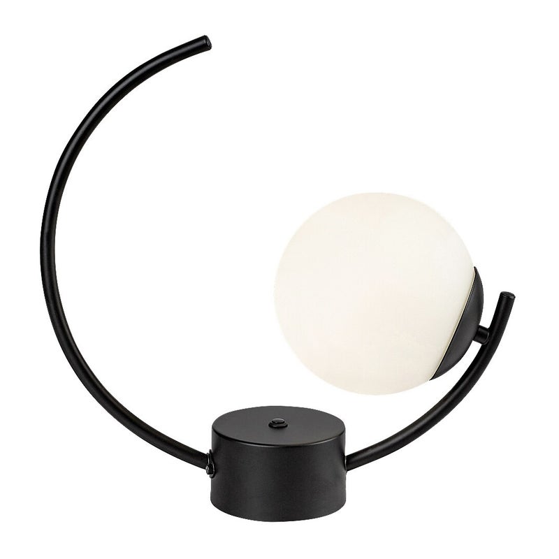 Lampa stołowa dekoracyjna czarna szklana biała kula do salonu sypialni 1xE14 25W MESIRO Rabalux