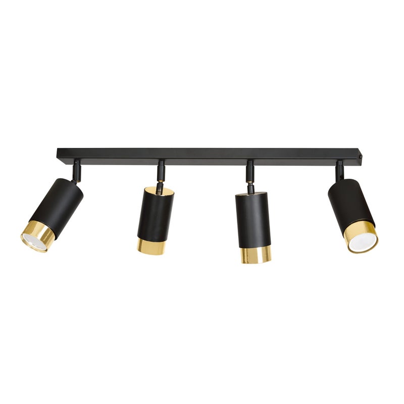 Reflektor sufitowy spot natynkowy Hiro listwa złoto-czarny 4xGU10x30W metal Emibig