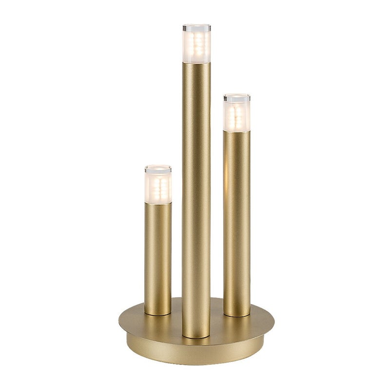 Lampa stołowa nowoczesna złota okrągła podstawa pionowe rurki do salonu sypialni 3xG9 5W RAMIRA Rabalux