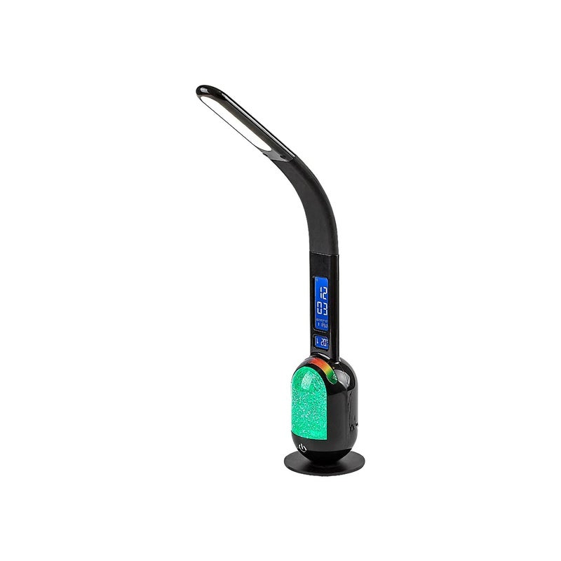 Lampka biurkowa nowoczesna czarna dwa wyświetlacze akumulator RGB LED 5W FIGEN Rabalux