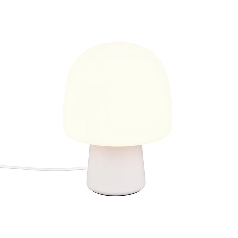 Lampa stołowa nowoczesna szara grzybek szklany biały klosz do salonu sypialni 1xE14 10W STEEN Trio