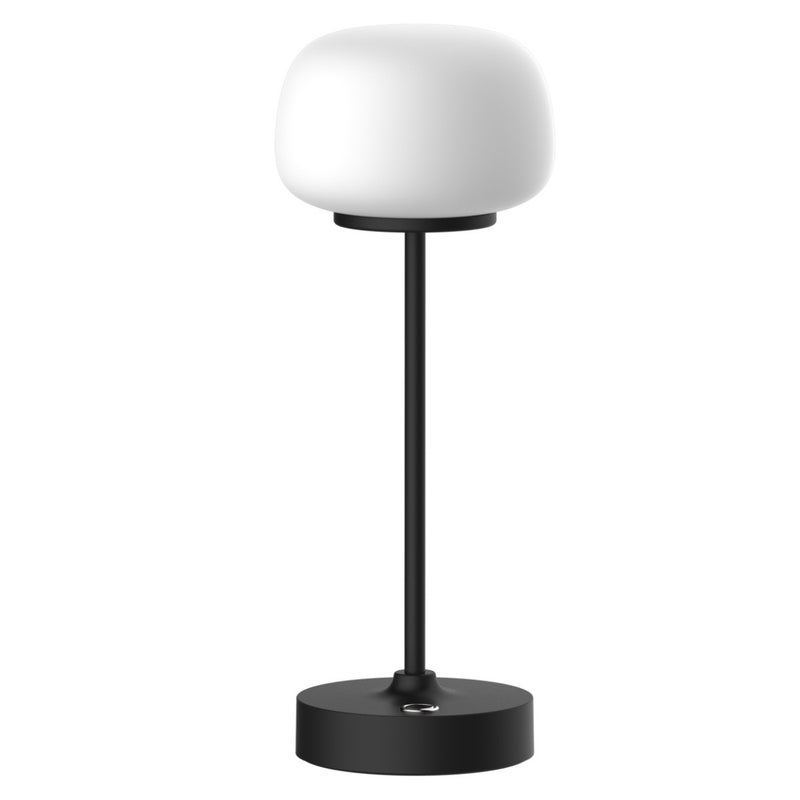 Lampa stołowa nowoczesna LED 2W ciepła barwa czarna szklany biały klosz akumulator USB-C do salonu sypialni RIMINI Polux