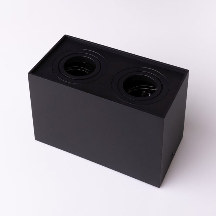 Reflektor sufitowy spot natynkowy Spot prostokątny czarny 2xGU10x35W wym: 12,5 x 18,5 x 9,5 cm aluminium Ecolight