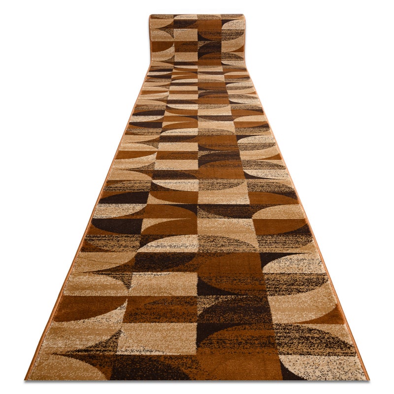 Chodnik HEAT-SET ROYAL H387 GEOMETRYCZNY brąz / musztarda 70cm 70x620 cm