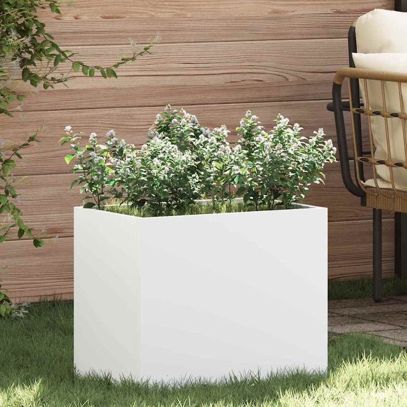 vidaXL Doniczka ogrodowa Biały 50 x 32 x 40 cm Stal zimnogięta