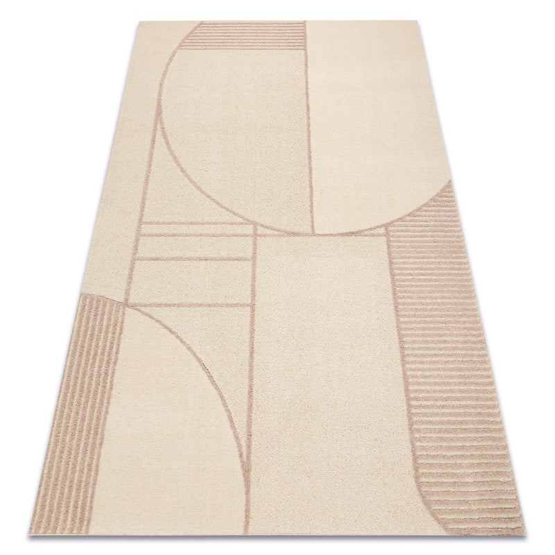 Dywan FLUX 461.14.AE200 wełniany OSTA - Geometryczny, strukturalny, loftowy beż / różowy 200x300 cm