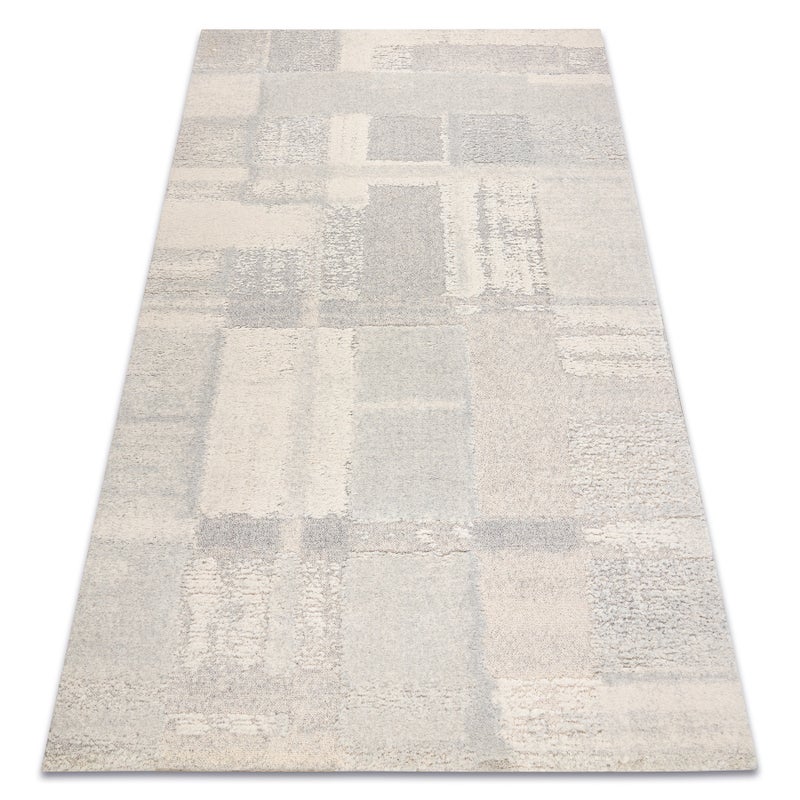 Dywan FLUX 461.43.AE110 wełniany OSTA - Geometryczny, strukturalny, loftowy krem / szary 160x230 cm