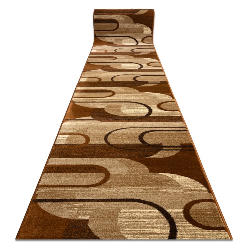 Chodnik HEAT-SET ROYAL HE405 GEOMETRYCZNY brąz / krem 100cm 100x180 cm