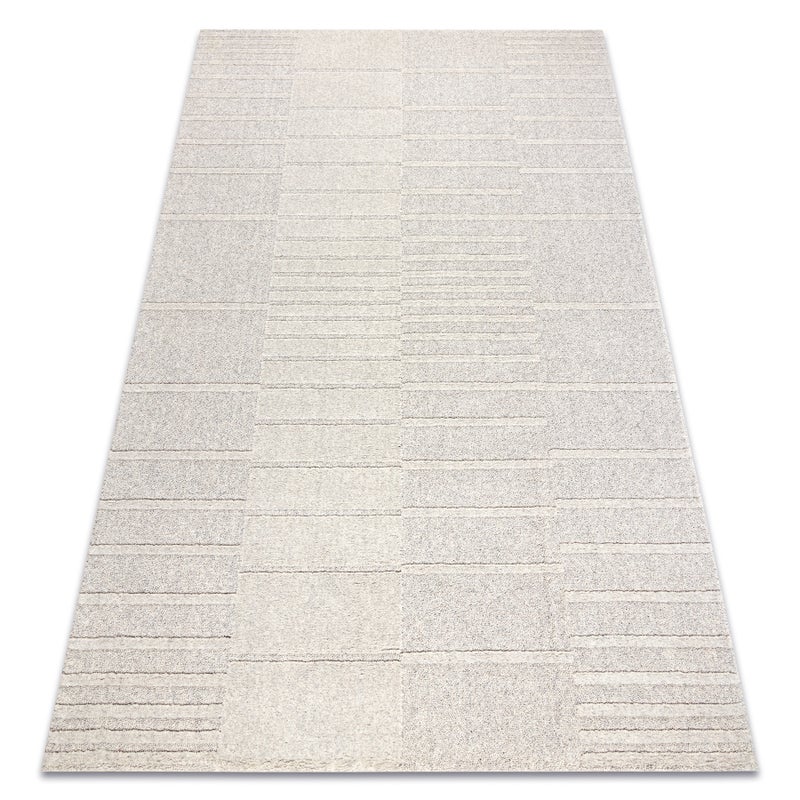 Dywan FLUX 461.3.AE121 wełniany OSTA - Geometryczny, strukturalny, loftowy beż / szary 80x140 cm