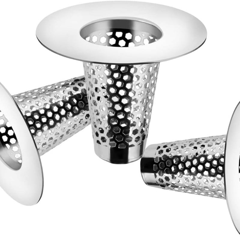 3-częściowy filtr zlewozmywakowy ze stali nierdzewnej, łapacz włosów pod prysznicem, odpowiedni do balkonów, kuchni i łazienek