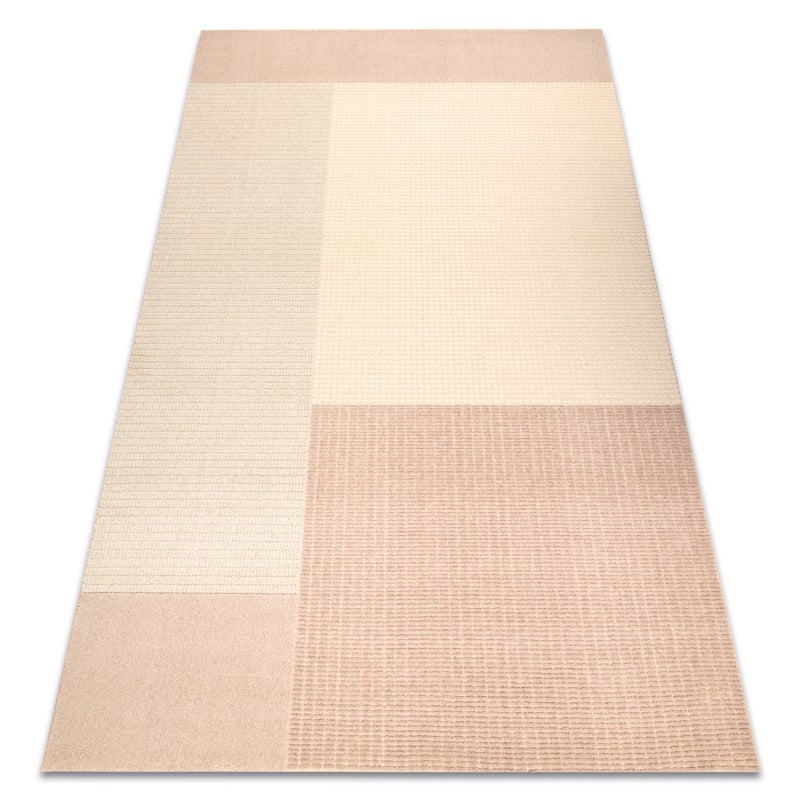 Dywan FLUX 461.9.AE200 wełniany OSTA - Geometryczny, strukturalny, loftowy beż / różowy 60x120 cm