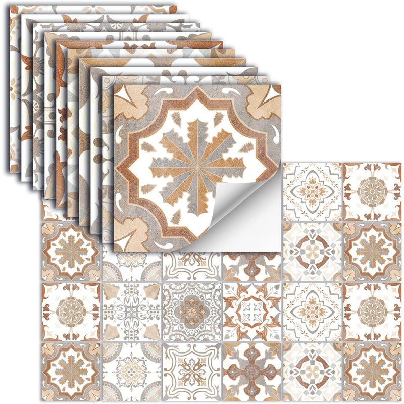 24 sztuki samoprzylepnych naklejek na płytki, wodoodporne naklejki ścienne do kuchni i łazienki, 15 x 15 cm