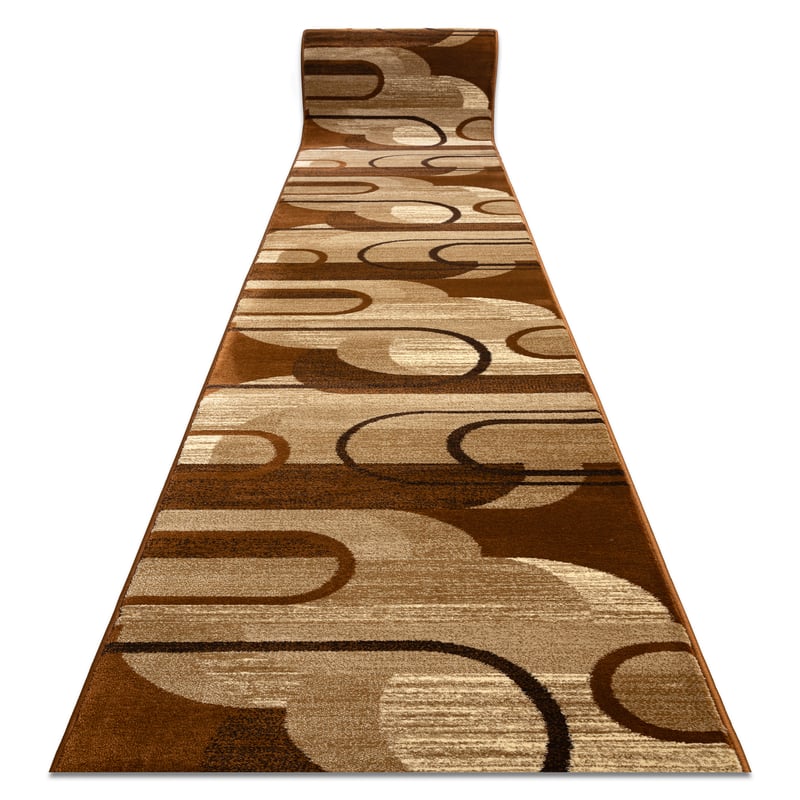 Chodnik HEAT-SET ROYAL HE405 GEOMETRYCZNY brąz / krem 100cm 100x860 cm