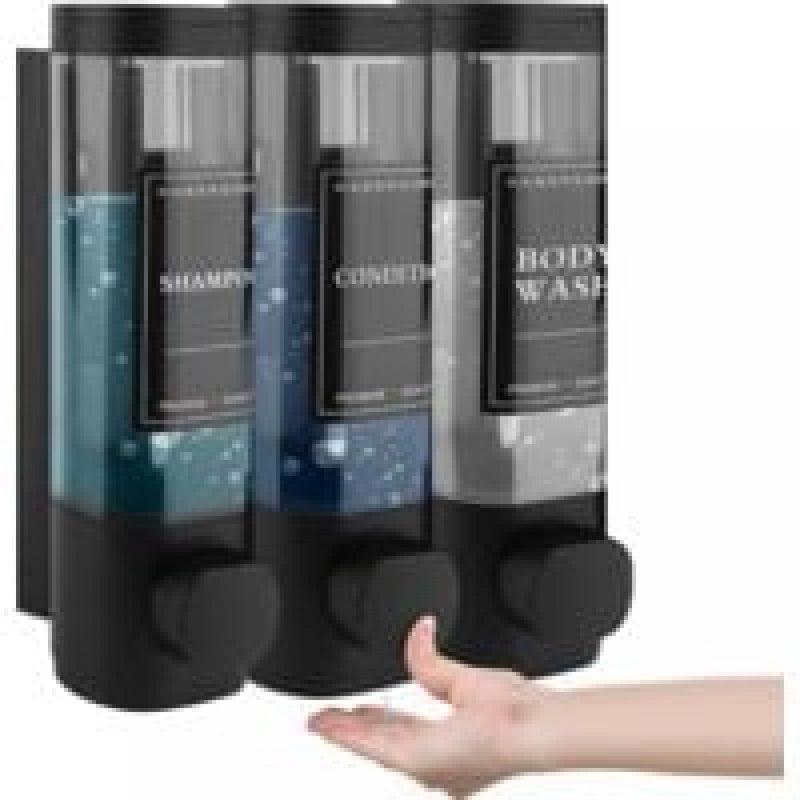 Zestaw 3 dozowników mydła montowanych na ścianie, nie wymaga wiercenia, do zlewu, łazienki, żel pod prysznic, 300 ml, balsam do kuchni i łazienki