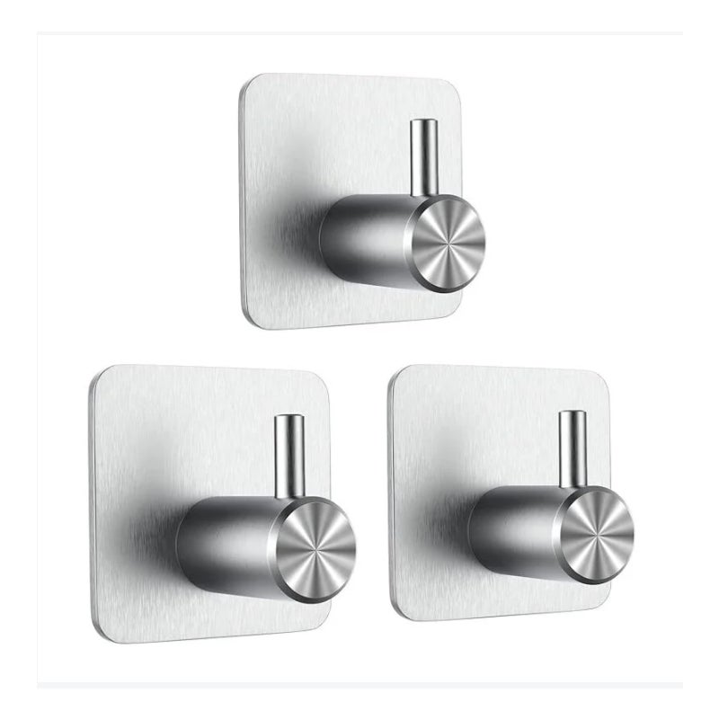 haczyki samoprzylepne, haczyki ścienne do łazienki, wieszak na ręczniki bez wiercenia, wieszak na ręczniki kuchenne ze stali nierdzewnej, srebrny