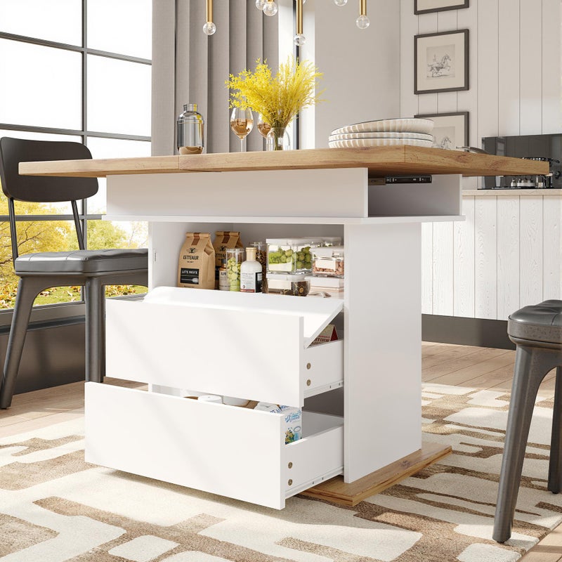 Rozkładany stół do jadalni 110–140 cm – blat MDF, ukryte schowki, minimalistyczny design, możliwość złożenia