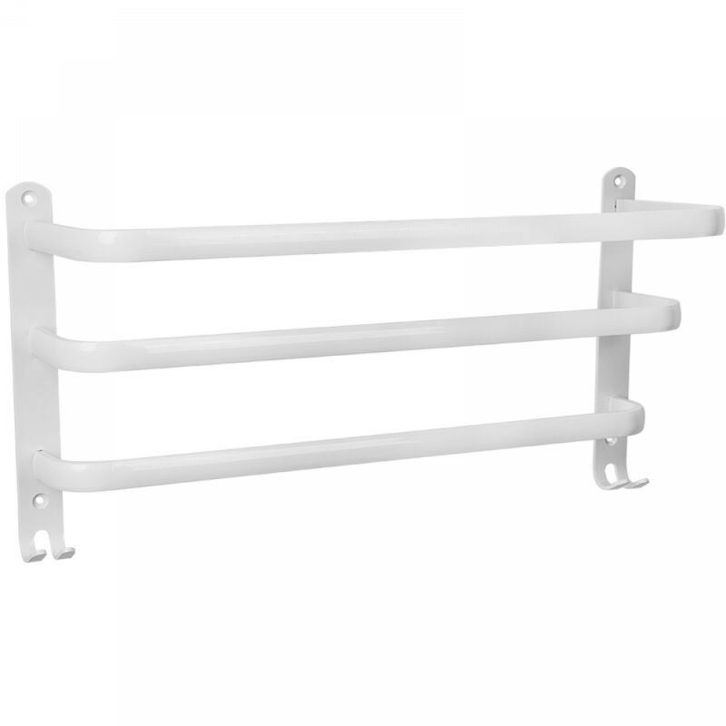 Wieszak na ręczniki ścienny do łazienki, aluminiowy, z 3 drążkami, 50×21,5×7,5 cm, biały