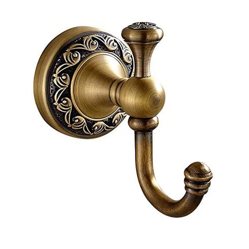 Antyczny mosiężny wieszak na ręczniki, wieszaki na szlafroki, retro wieszak na ubrania z pojedynczymi drzwiami montowany na ścianie