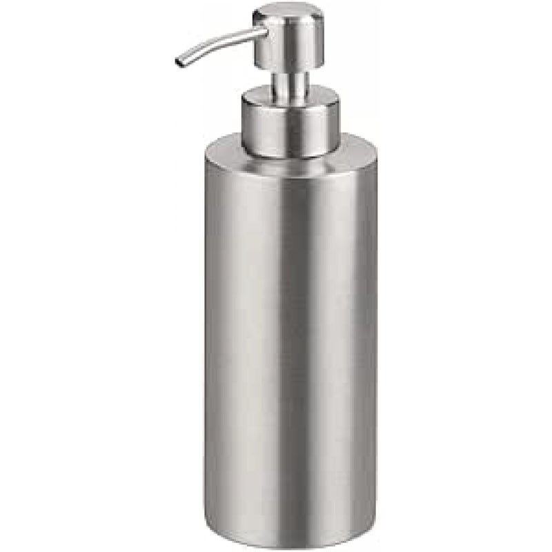 Cylindryczny dozownik do mydła w płynie, balsamu i szamponu do mycia naczyń ze stali nierdzewnej o pojemności 250 ml do kuchni i łazienki