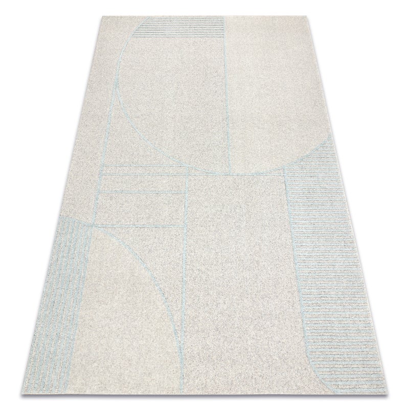 Dywan FLUX 461.14.AE120 wełniany OSTA - Geometryczny, strukturalny, loftowy szary / niebieski 160x230 cm