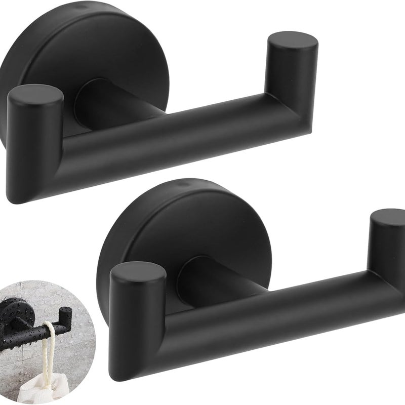 Pojedynczy podwójny wieszak ze stali nierdzewnej na ręczniki łazienkowe, wieszak na ubrania, uchwyt ścienny do łazienki i kuchni, matowa czerń