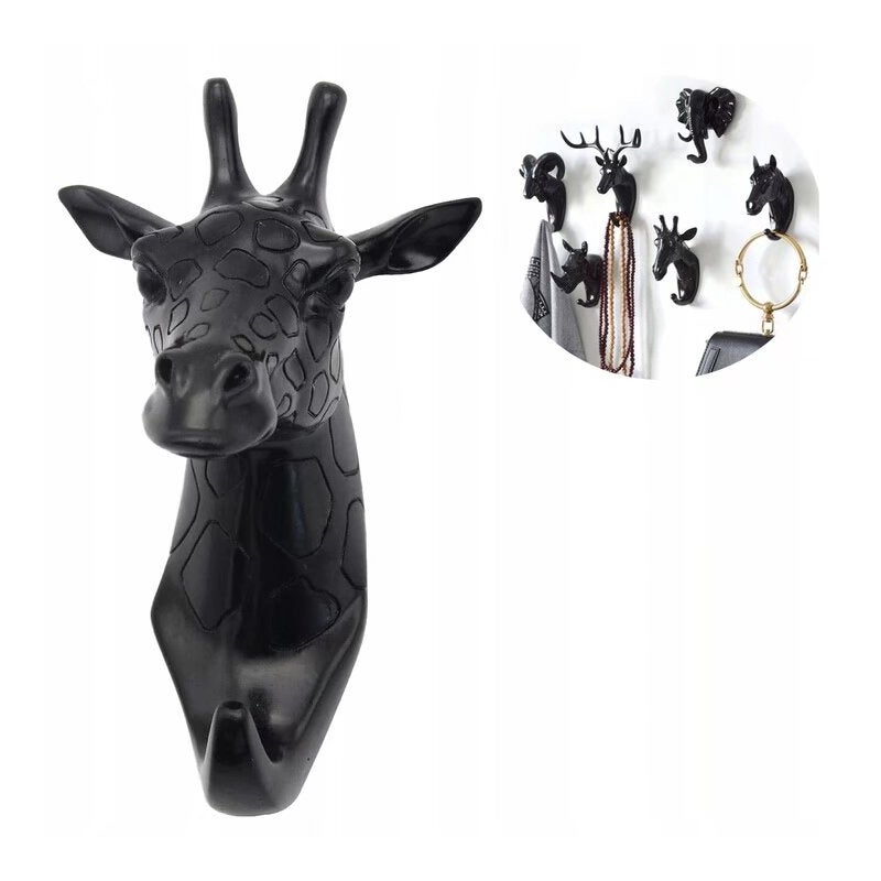 Wieszak na ubrania i ubrania Wieszak na ręczniki Hak ścienny Wieszak na ubrania w kształcie zwierzęcia Klucz Czarna żyrafa
