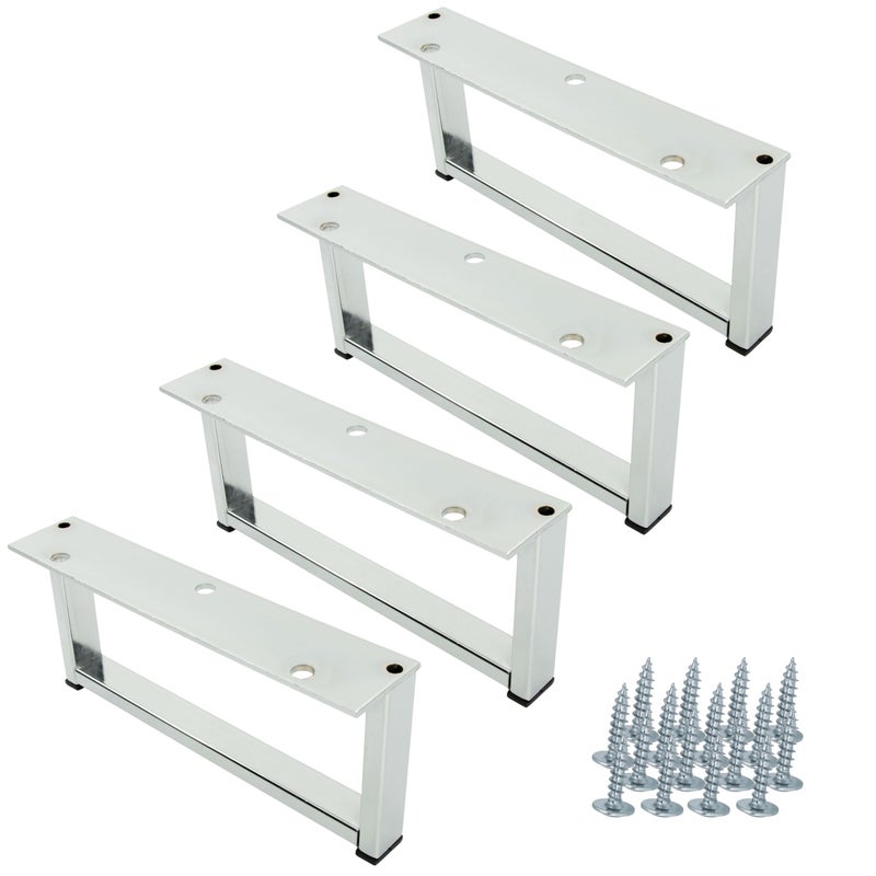 Zestaw 4 sztuk noga meblowa metalowa Ramka srebrny chrom 20 x 9 cm