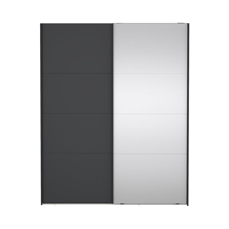 Catania szafa 221x179x65cm, 1 drzwi przesuwne, 1 drzwi przesuwne z lustrem matowy szary.