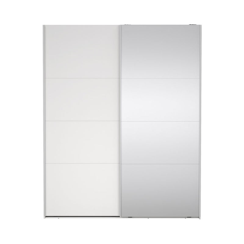 Catania szafa 221x179x65cm, 1 drzwi przesuwne, 1 drzwi przesuwne z lustrem biały.