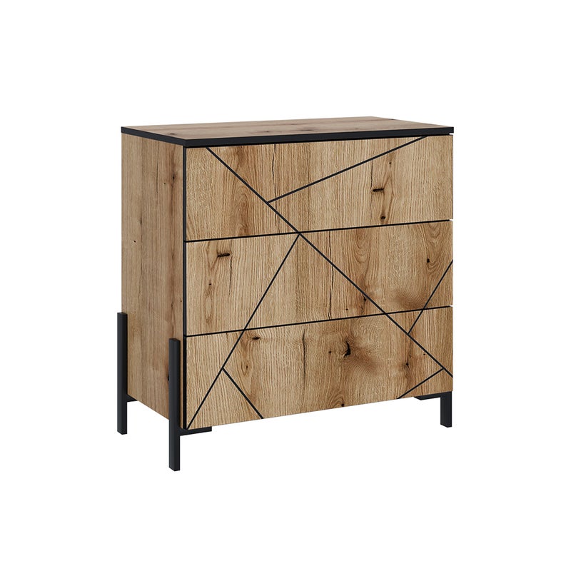 Vicco Kredens Hatto, Dąb, 78 x 76.8 cm z 3 szufladami