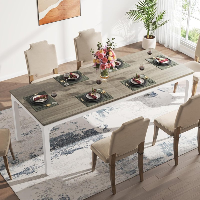 Tribesigns Industrialny stół do jadalni 200 x 70 x 75 cm, stół kuchenny dla 6–8 osób, prostokątny stół do jadalni, kuchni, salonu, dąb