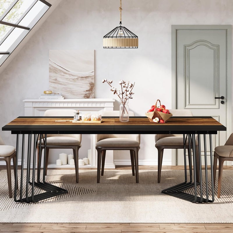 Tribesigns Stół jadalny dla 8-10 osób, 200 cm, industrialny stół kuchenny do salonu i kuchni