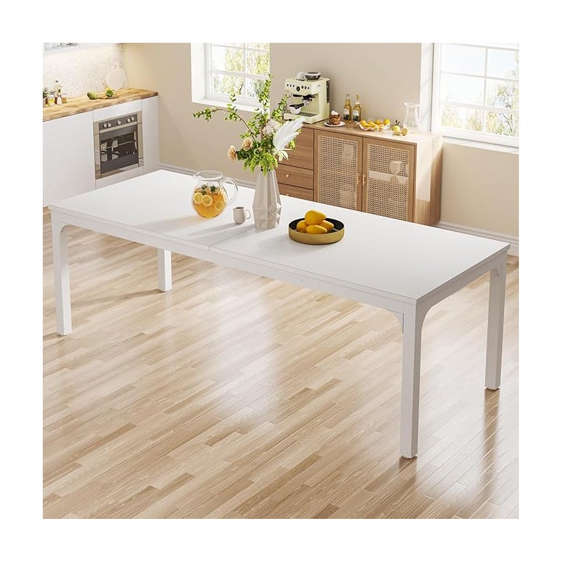 Tribesigns Industrialny stół do jadalni o wymiarach 200 x 70 x 75 cm, stół kuchenny dla 6–8 osób, do jadalni, kuchni, salonu, biały