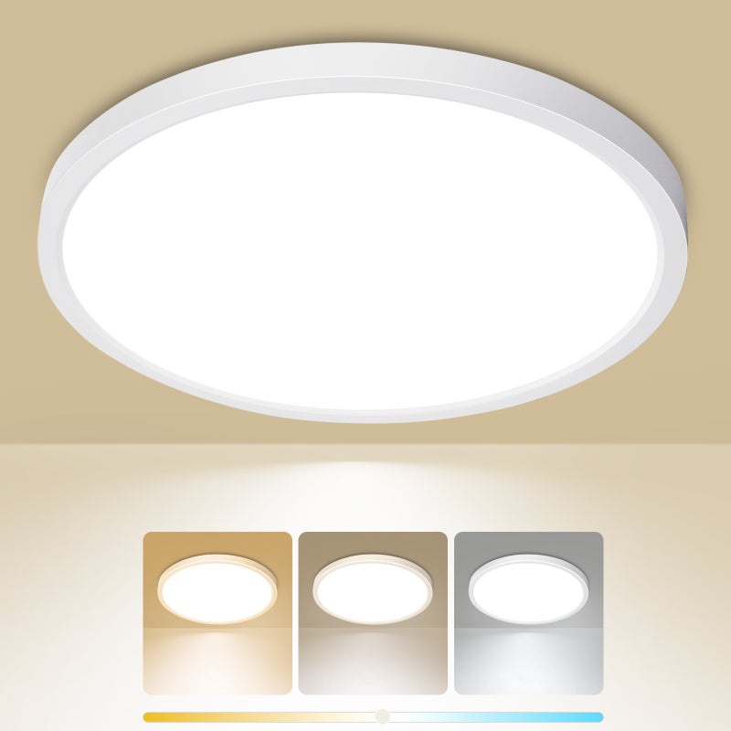 LOVHAUS Plafon LED, 3 Kolory 3000K/4000K/6500K, Lampa Sufitowa 24W 2400LM Do Salonu, Sypialni, Hotelu, Korytarza, Nowoczesna Lampa Okrągła