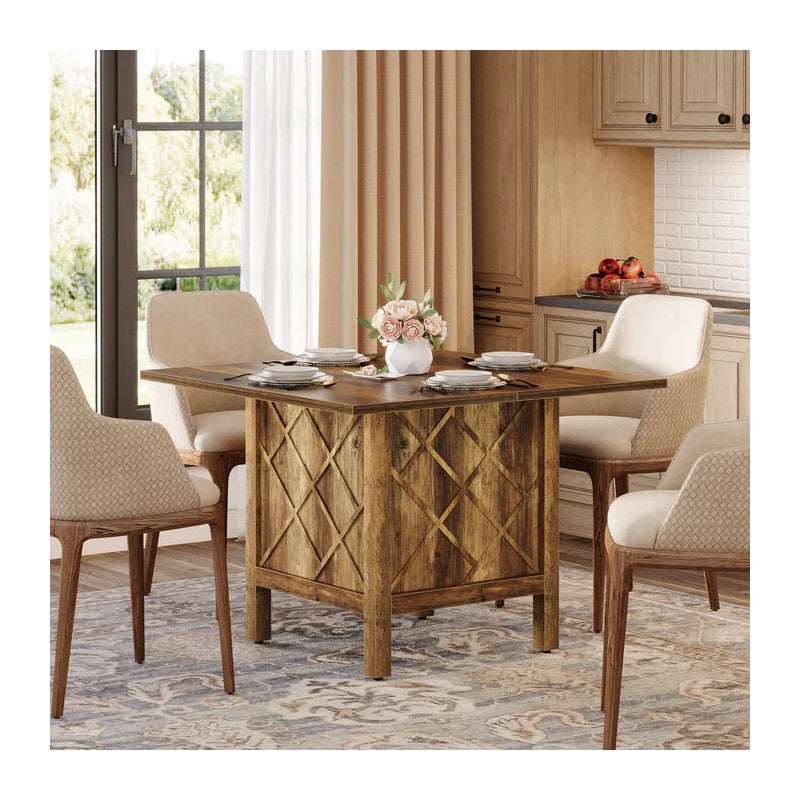 Tribesigns Kwadratowy drewniany stół jadalny dla 4 osób z solidną ramą i grubym blatem do salonu, kuchni i jadalni