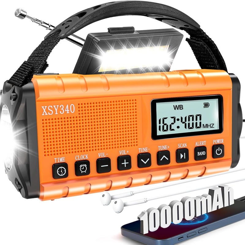 Radio pogodowe NOAA, przenośne radio AM/FM zasilane energią słoneczną, latarka awaryjna SOS, artykuły gospodarstwa domowego