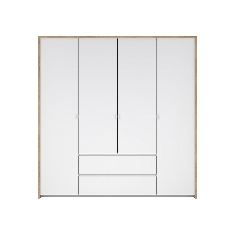 Next szafa 4 drzwi 2 szuflady 197x200cm biały połysk.