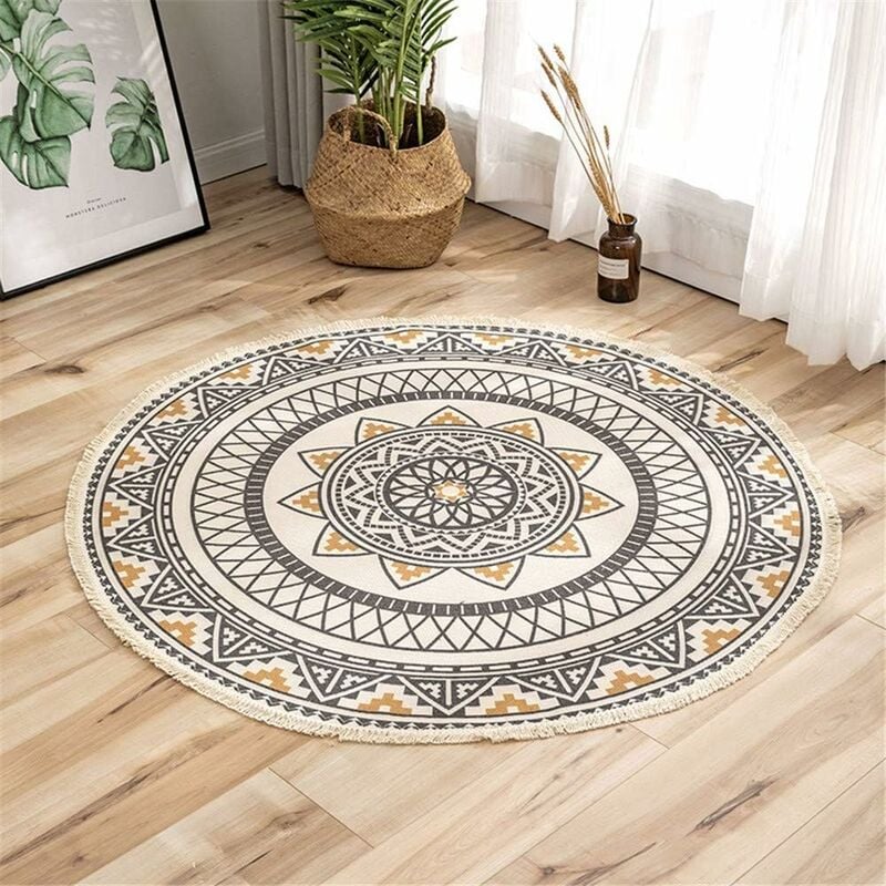 Okrągły dywan mandala – bawełna – styl boho – średnica: 92 cm