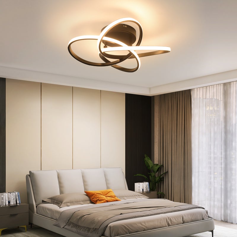 Lampa sufitowa LED NETTLIFE do sypialni – 28 W, 3000 K, ciepła biel, lampa do przedpokoju, nowoczesna lampa kuchenna, kwiat czterolistny