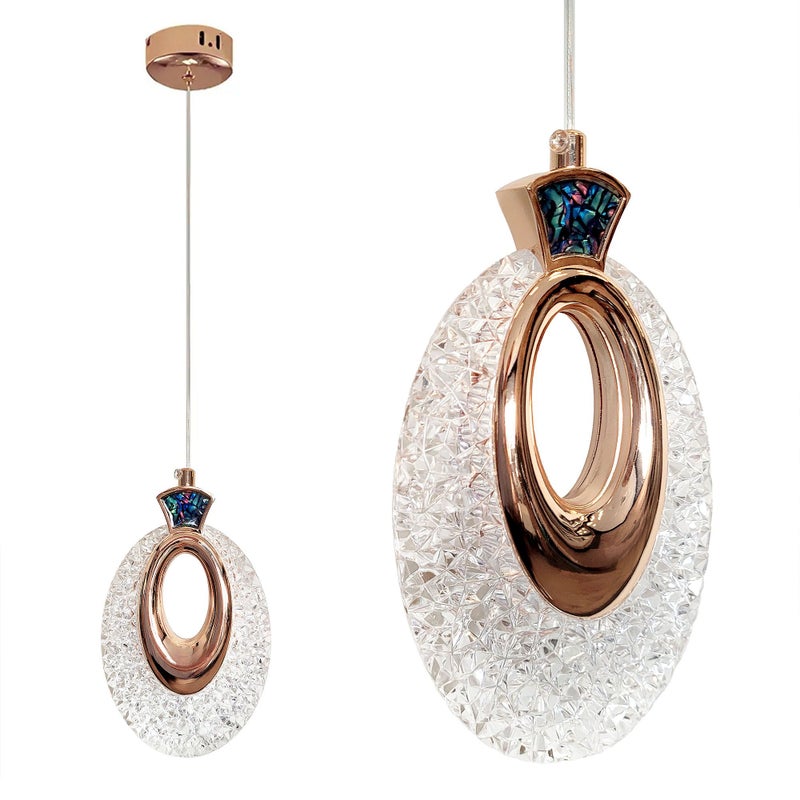 Lampa Sufitowa Wisząca Kryształowa Led Toolight Lhj109-1Cp Złoty, Różowe Złoto