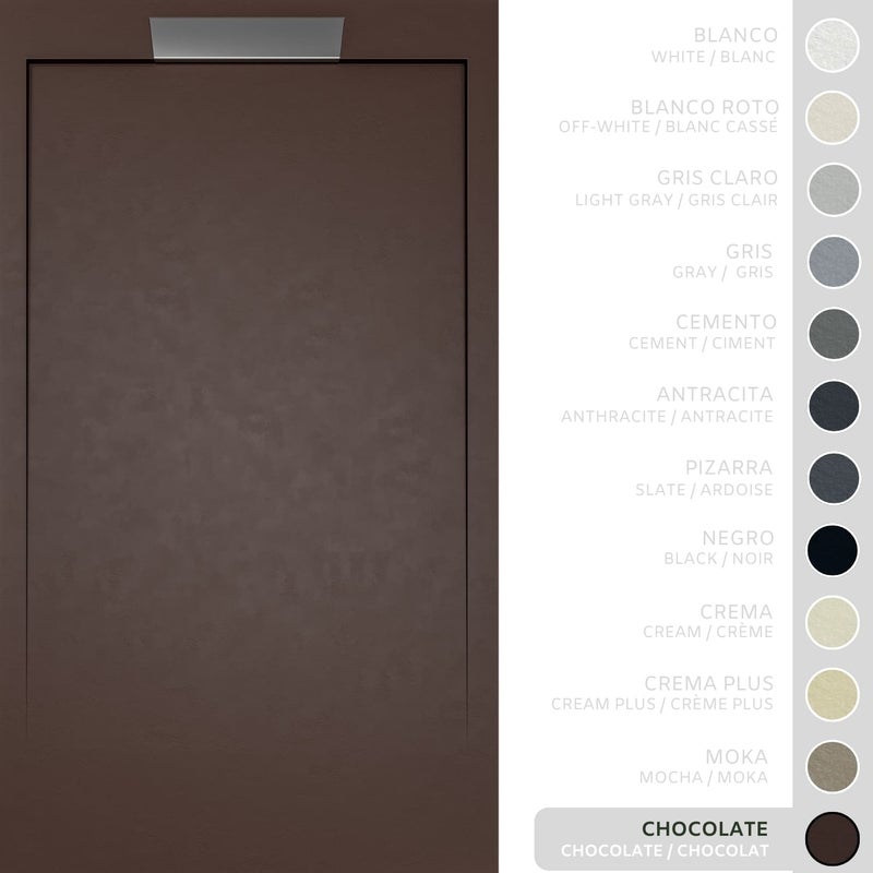 SOULHOME Brodzik prysznicowy– Żywica– Gel Coat– Gładka/Kamienna tekstura – Antypoślizgowy – czekoladowy- 100x80- Niski 3cm– Elegancki