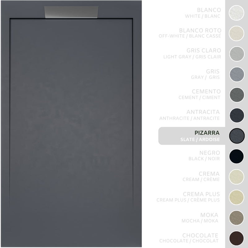 SOULHOME Brodzik prysznicowy– Żywica– Gel Coat– Gładka/Kamienna tekstura – Antypoślizgowy – łupkowy- 90x90- Niski 3cm– Elegancki