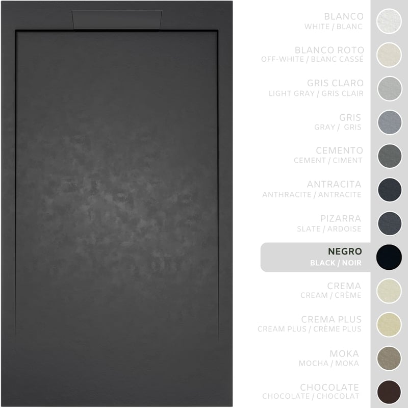 SOULHOME Brodzik prysznicowy– Żywica– Gel Coat– Gładka/Kamienna tekstura – Antypoślizgowy – czarny- 180X70- Niski 3cm– Elegancki SAME