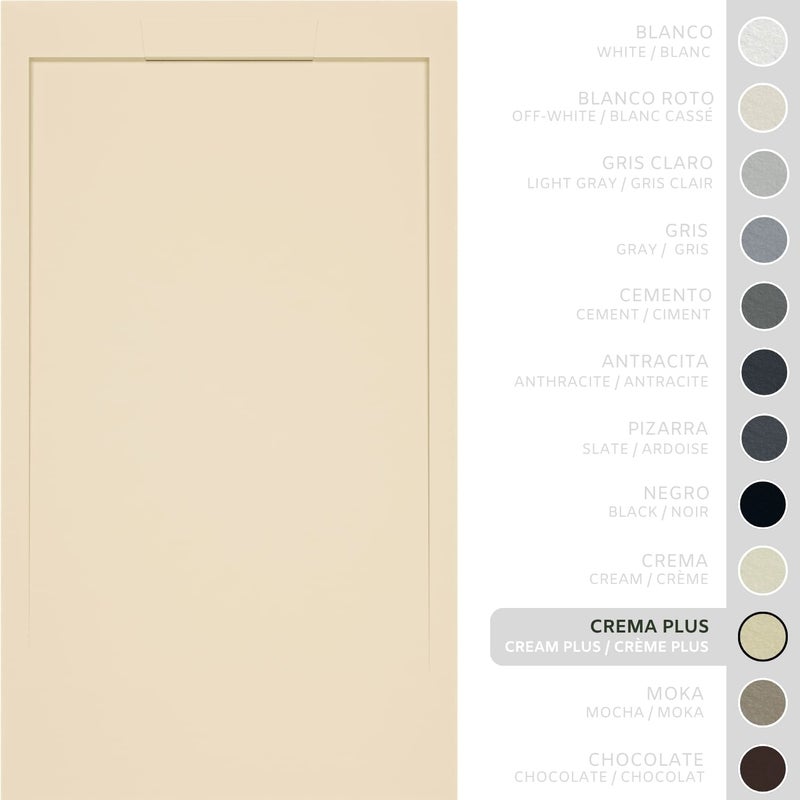SOULHOME Brodzik prysznicowy– Żywica– Gel Coat– Gładka/Kamienna tekstura – Antypoślizgowy – intensywnie kremowy- 110X70- Niski 3cm– Elegancki SAME
