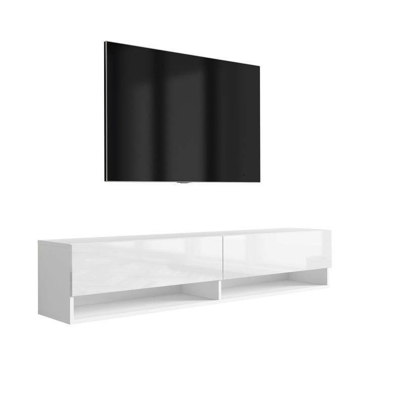Szafka pod telewizor 170 cm Biały Mat / Biały Połysk, 170 × 32 × 34 cm
