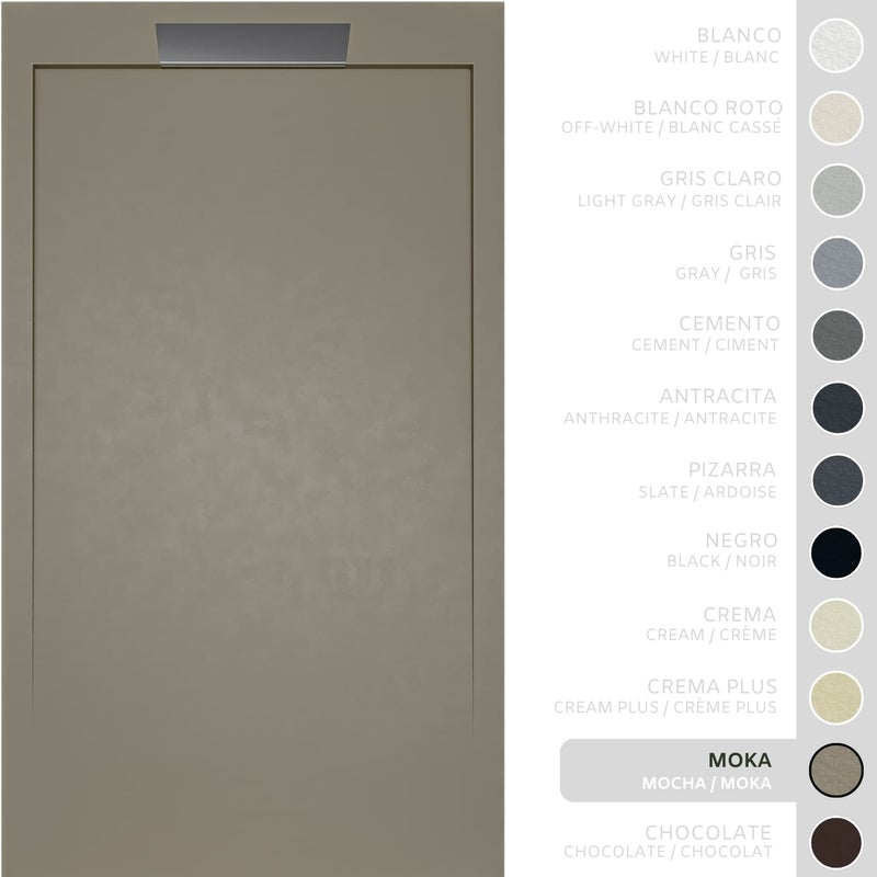 SOULHOME Brodzik prysznicowy– Żywica– Gel Coat– Gładka/Kamienna tekstura – Antypoślizgowy – Moka- 180x90- Niski 3cm– Elegancki