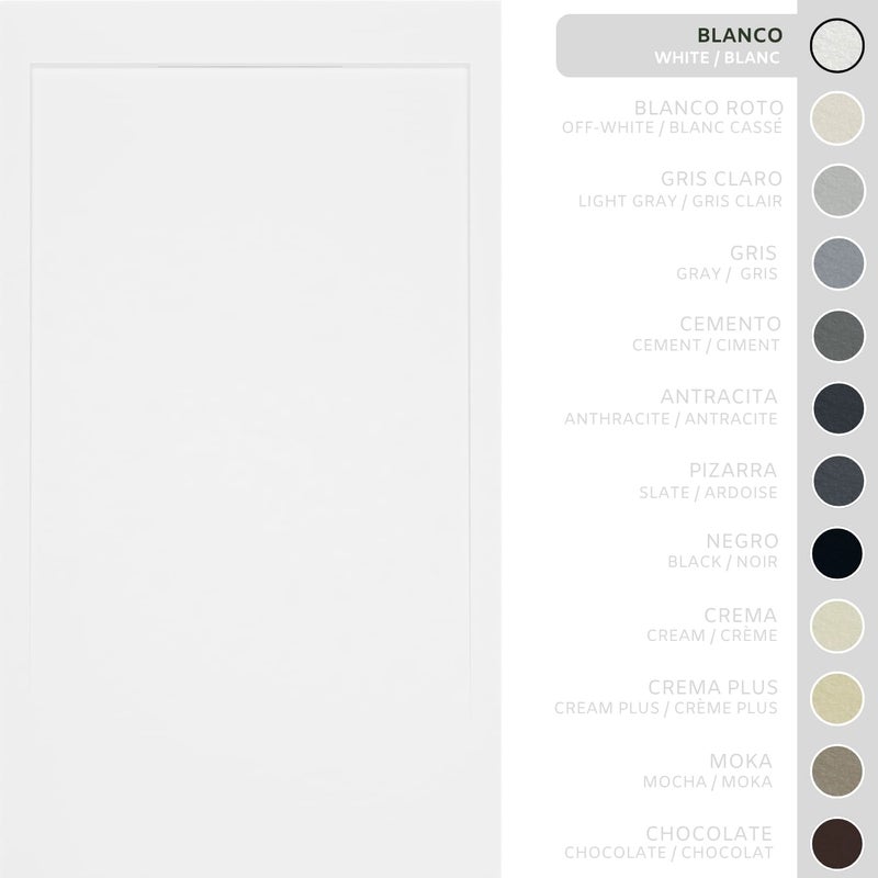 SOULHOME Brodzik prysznicowy– Żywica– Gel Coat– Gładka/Kamienna tekstura – Antypoślizgowy – biały- 100X70- Niski 3cm– Elegancki SAME