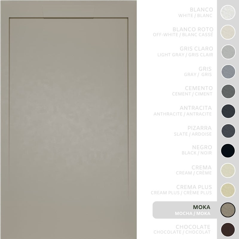 SOULHOME Brodzik prysznicowy– Żywica– Gel Coat– Gładka/Kamienna tekstura – Antypoślizgowy – Moka- 180x80- Niski 3cm– Elegancki SAME