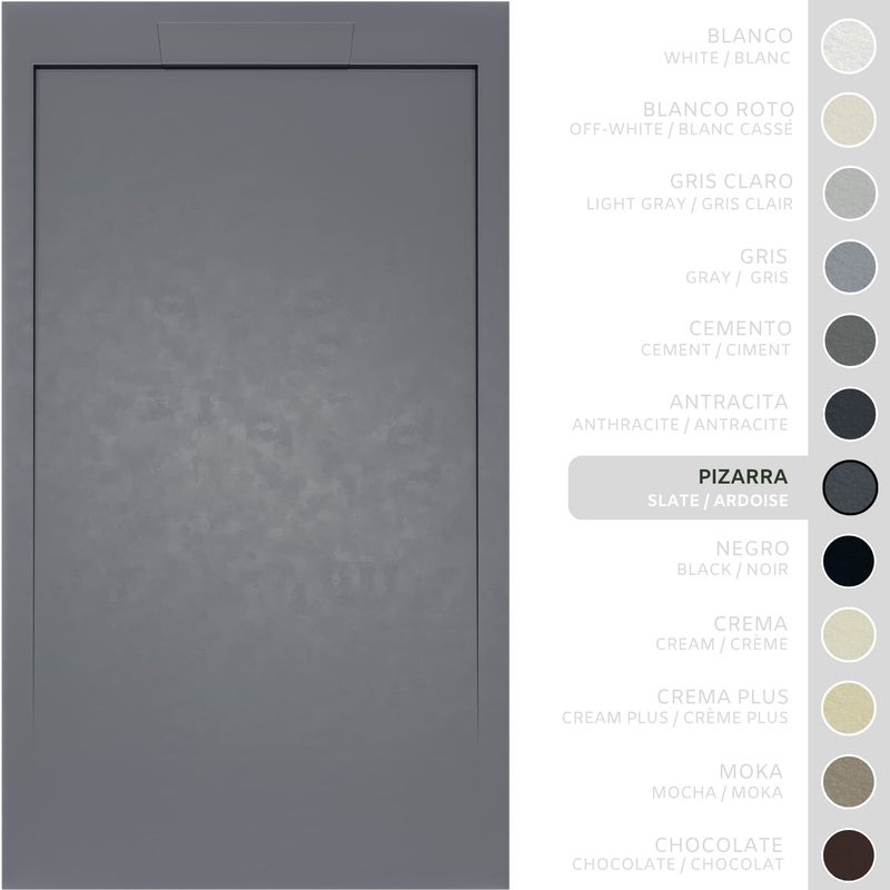 SOULHOME Brodzik prysznicowy– Żywica– Gel Coat– Gładka/Kamienna tekstura – Antypoślizgowy – łupkowy- 160x80- Niski 3cm– Elegancki SAME